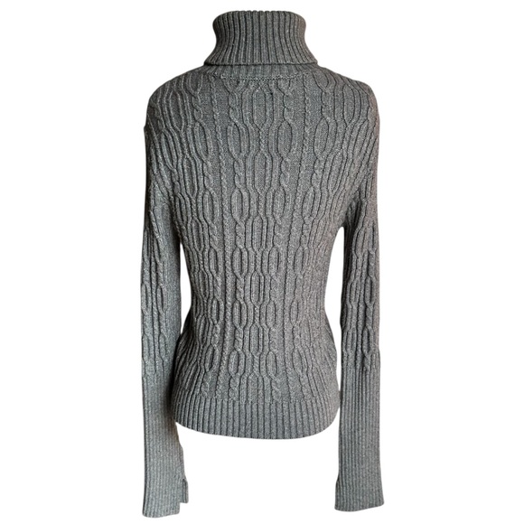 Zara Charcoal Cable Knit Turtleneck Sweater Women’s Medium Warm Fall Winter - Picture 3 of 6
